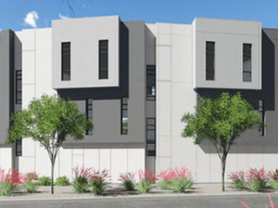A rendering of the exterior of Eclipse Townhomes in Scottsdale
