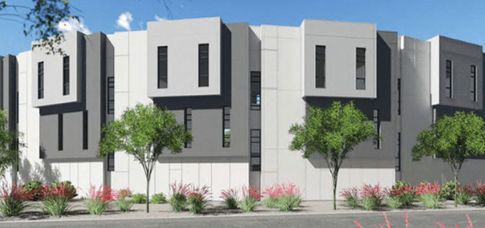 A rendering of the exterior of Eclipse Townhomes in Scottsdale