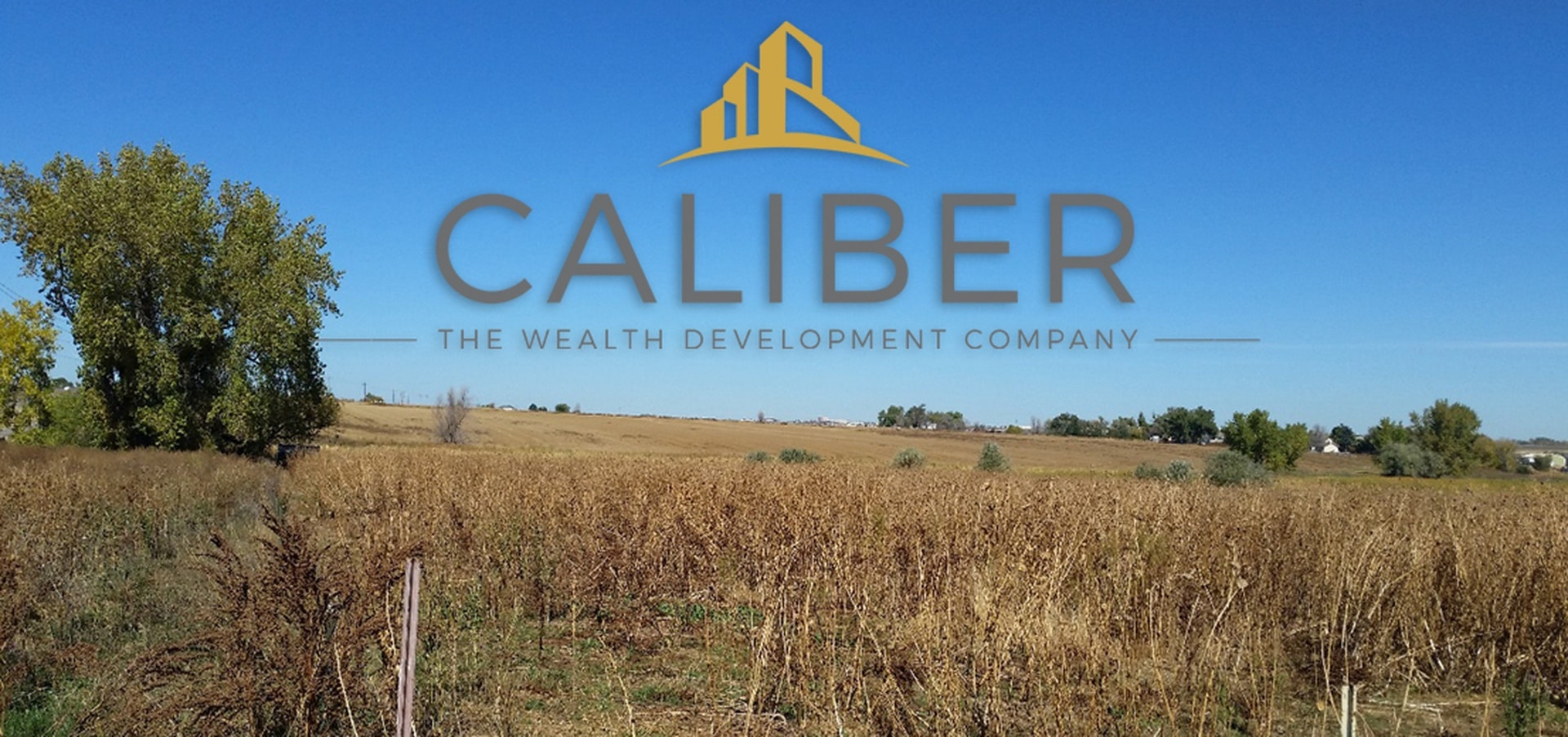 Caliber the Wealth Development Company Logo on Johnstown Backdrop of Landscape