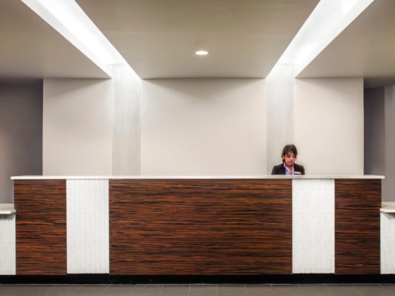 Office Front Desk Stock Photo