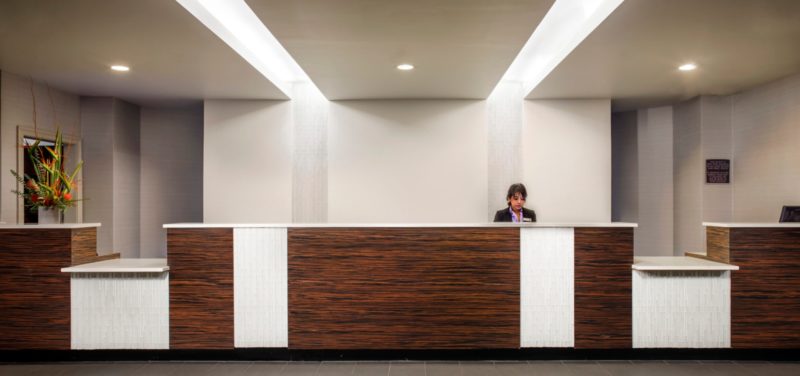 Office Front Desk Stock Photo