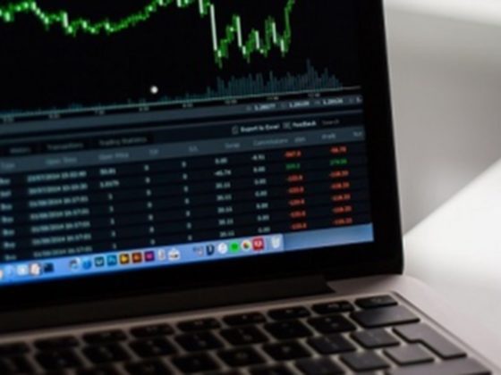 Stock image of the stock exchange on a laptop
