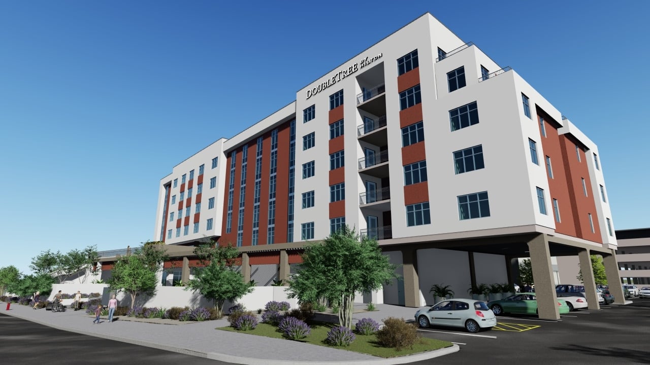 DoubleTree_Hilton_Tucson_Convention_Center_02052019_southeast close (1) A rendering of Caliber's Tucson Convention Center Hotel