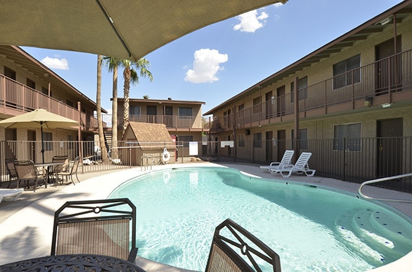 The Palms apartment complex pool