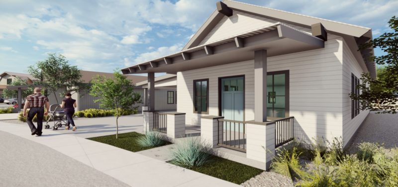 Rendered Image of the front porch of a single-family home in Boardwalk community