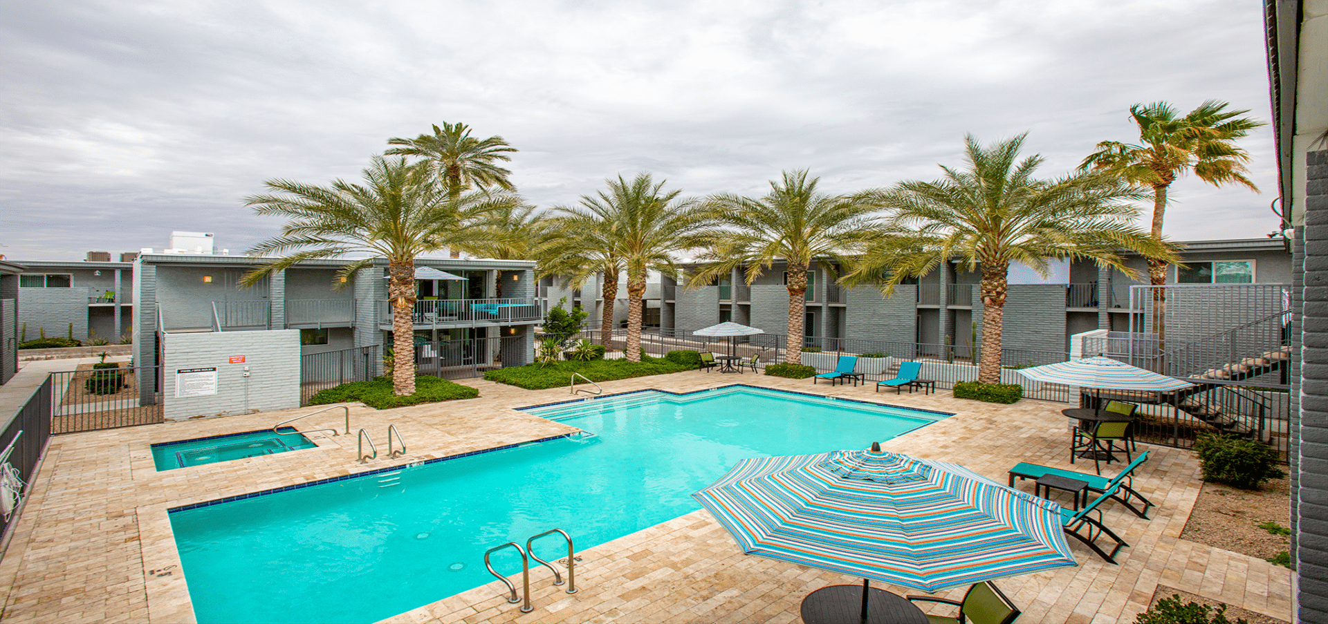 The pool courtyard GC Square apartments sold by Caliber