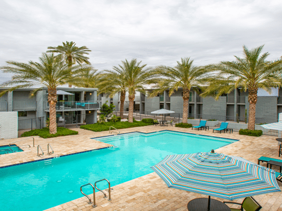 The pool courtyard GC Square apartments sold by Caliber