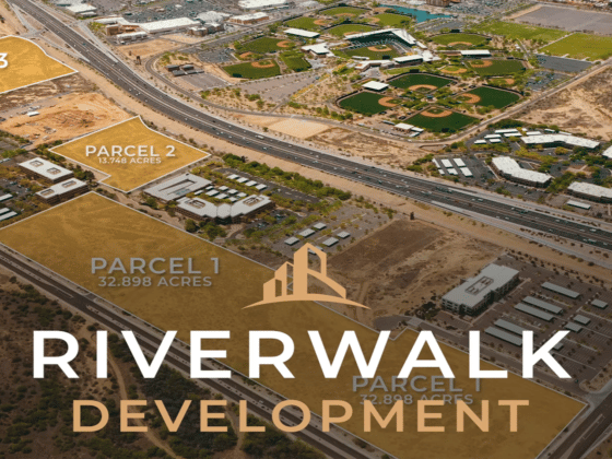 arial shot of Riverwalk Development, just off the HWY 101 in Scottsdale, AZ