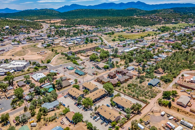 aerial view of apartments